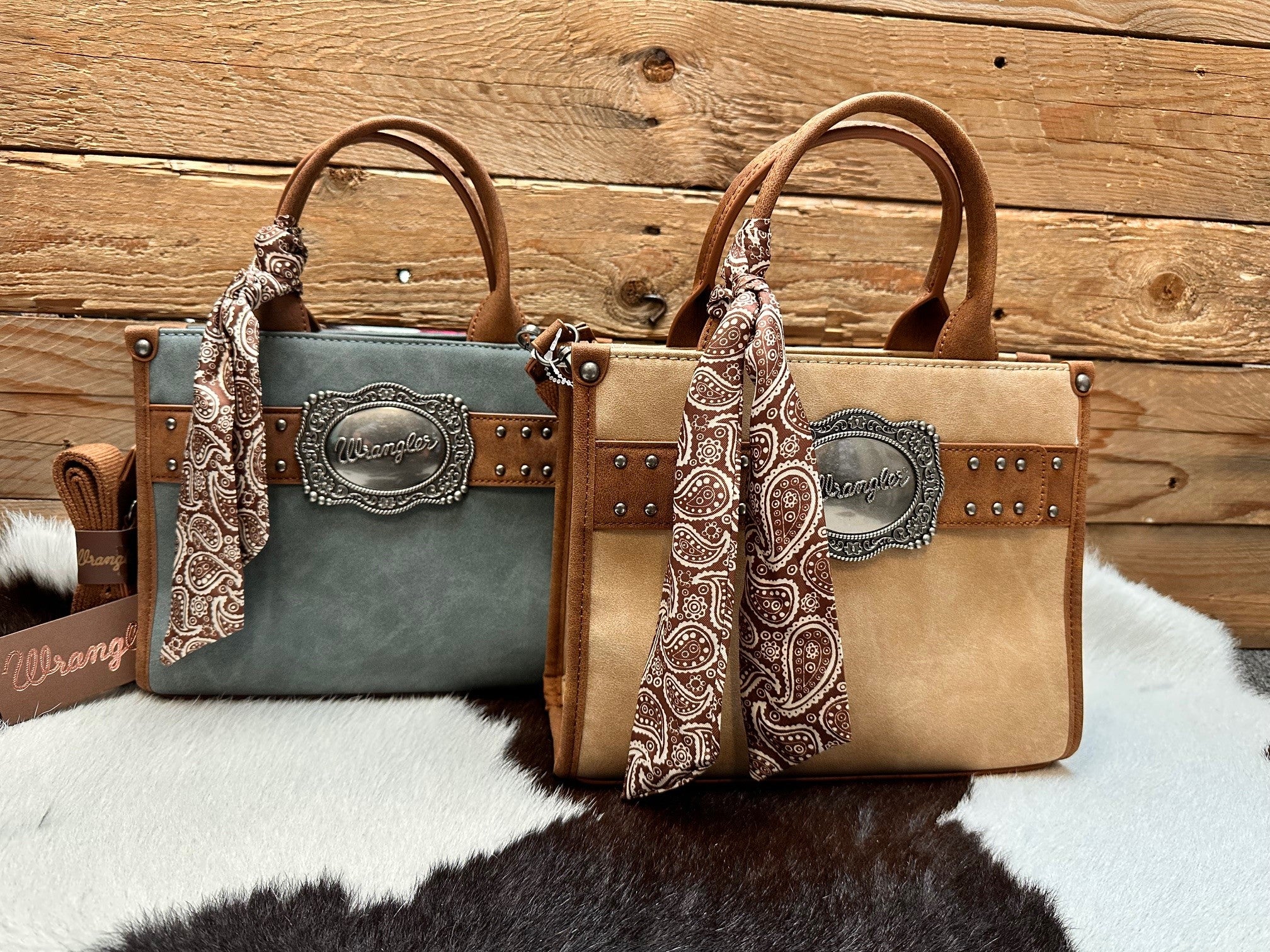 Wrangler Feature Buckle Crossbody Bag - Natural or Light Blue (7531350196301)