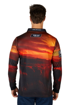 Mens Bullzye Cam Fishing Shirt - Red / Orange (7350928277581)