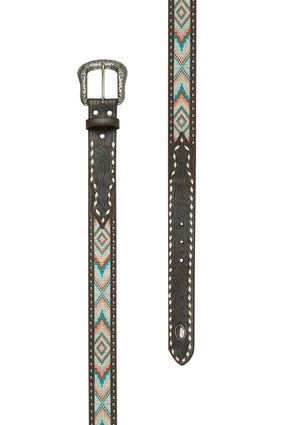 Womens Pure Western Carla Belt - Dark Tan Beaded (7328054771789)