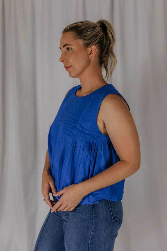 Womens El Jay Charlotte Top - Aegean Blue