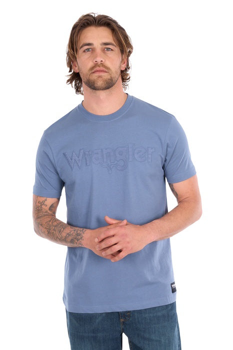 Mens Wrangler Chase Short Sleeve Tee Tshirt - Storm Blue