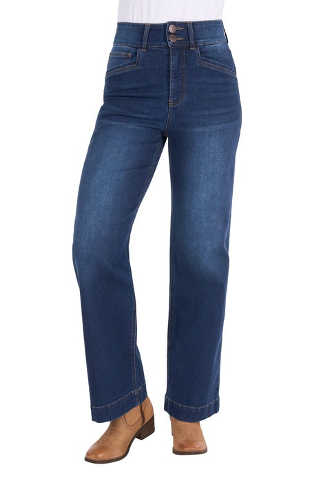 Womens Wrangler Chloe High Rise Jean - Old Indigo - 34 Leg
