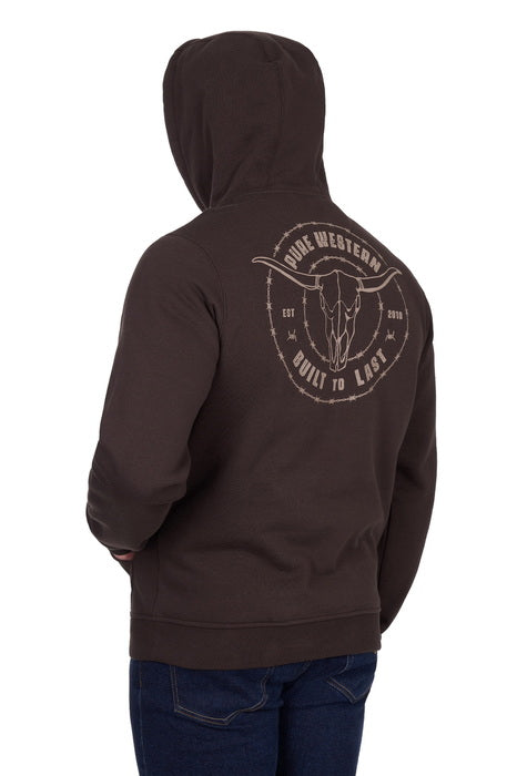 Mens Pure Western Walker Hoodie Pullover Jumper - Chocolate Brown