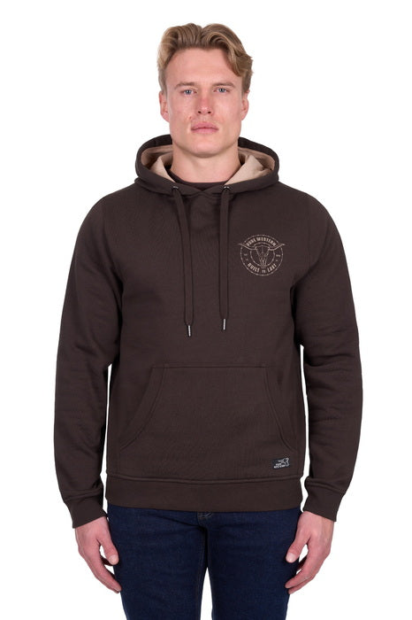 Mens Pure Western Walker Hoodie Pullover Jumper - Chocolate Brown