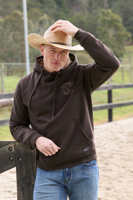 Mens Pure Western Walker Hoodie Pullover Jumper - Chocolate Brown