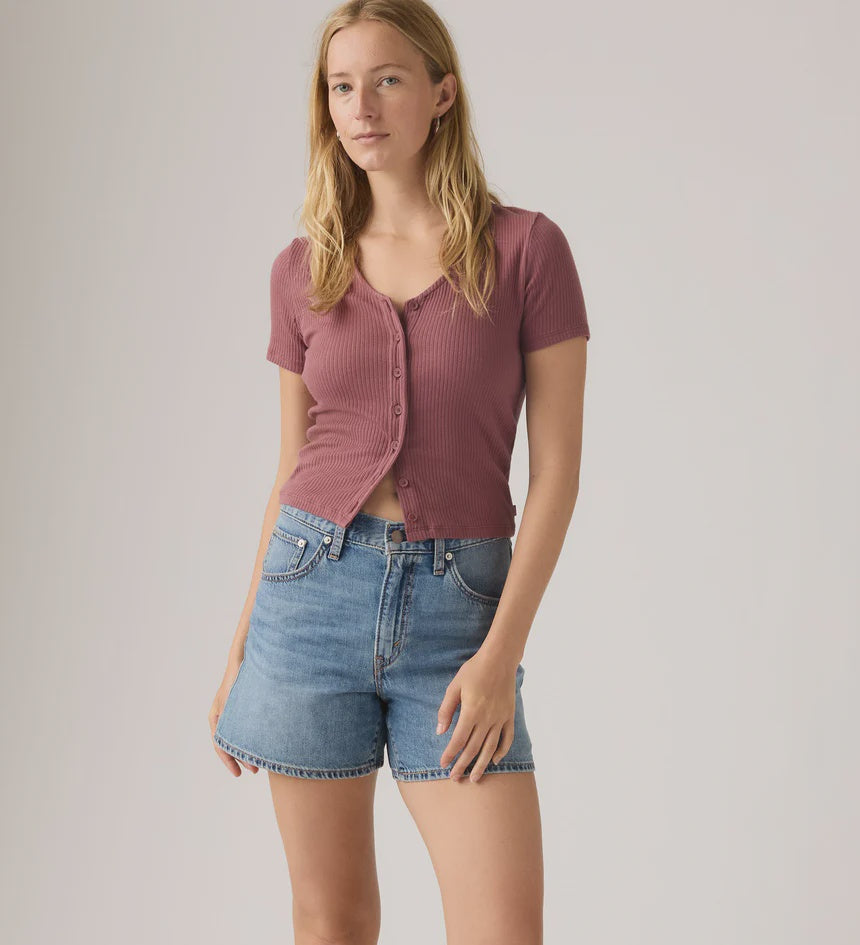 Womens Levi Cinch Mid Thigh Shorts - Lift Up Wash