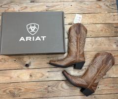Womens Ariat Round Up Collins D Toe Western Boot - Smoked Wheat