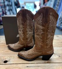 Womens Ariat Round Up Collins D Toe Western Boot - Smoked Wheat