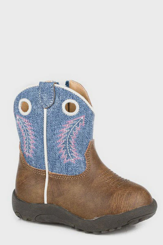 Infant Roper Cowbaby Willow Boot - Brown / Blue Denim