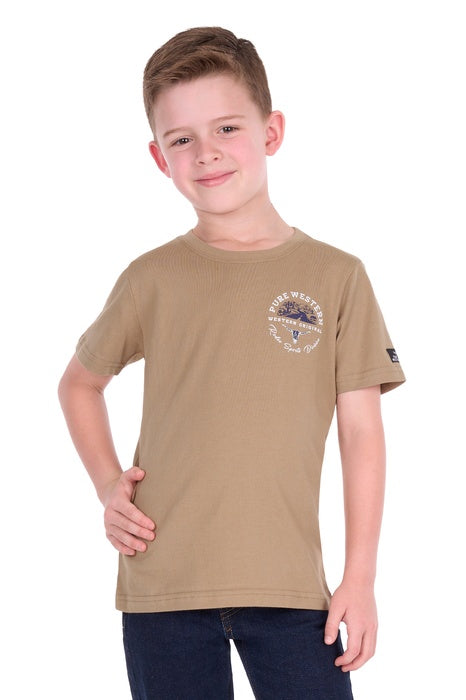 Boys Pure Western Craig Short Sleeve Tee - Sand