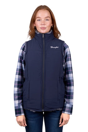 Womens Wrangler Denver Reversible Vest - Navy / Charcoal (7511281139789)