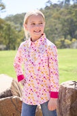 Kids Girls Hard Slog Daisy 1/2 Button Long Sleeve Workshirt - Pink