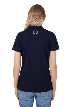 Womens Wrangler Daisy Polo Shirt - Navy (7336669380685)