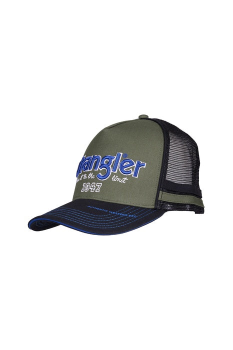 Mens Wrangler Dave High Profile Trucker Cap - Cypress Green / Black