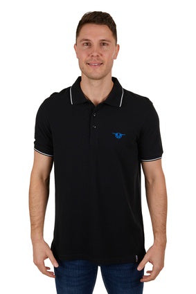 Mens Bullzye Dennis Polo Shirt - Black (7327194382413)