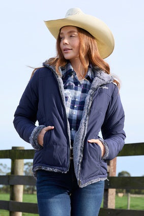 Womens Wrangler Denver Reversible Jacket - Navy / Charcoal (7511281107021)
