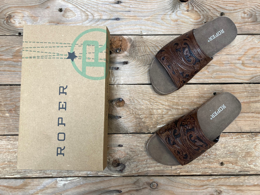 Womens Roper Destiny Cognac Leather Slide (6910795251789)