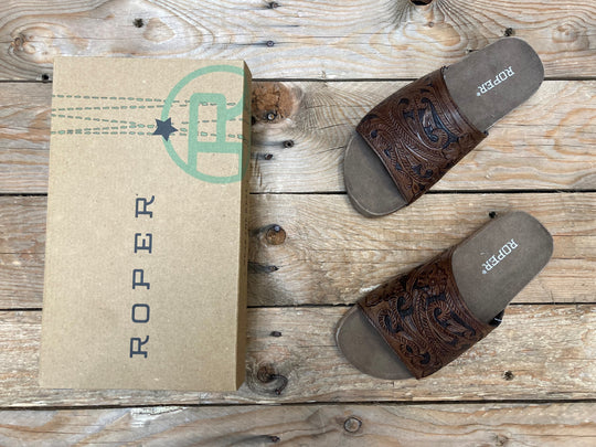 Womens Roper Destiny Cognac Leather Slide (6910795251789)
