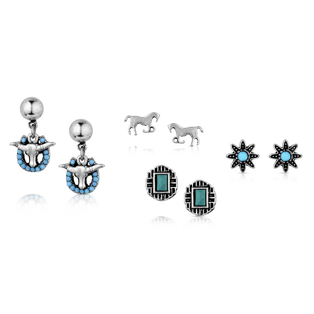 Montana Silver Attitude Jewellery Everyday Western Stud Earring - Set of 4