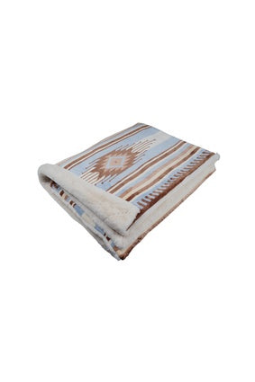Pure Western Ellery Throw Rug Snuggle Blanket - Natural / Blue