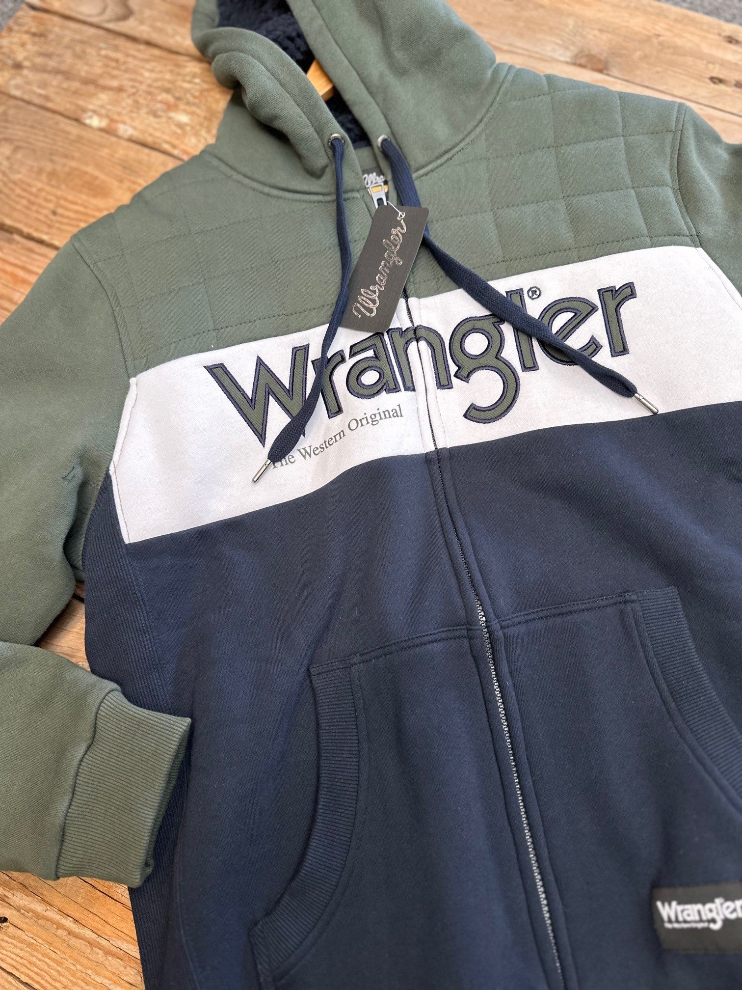 Mens Wrangler Elliot Zip Up Hoodie - Navy / Cypress (7025730224205)