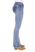 Womens Pure Western Emily Boot Cut Mid Waist Jean - Moonshine - 32 Leg