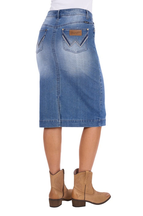 Womens Wrangler Emmie Denim Skirt - Kora Blue