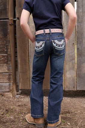 Girls Pure Western Pat Boot Cut Jean - Evening Sky