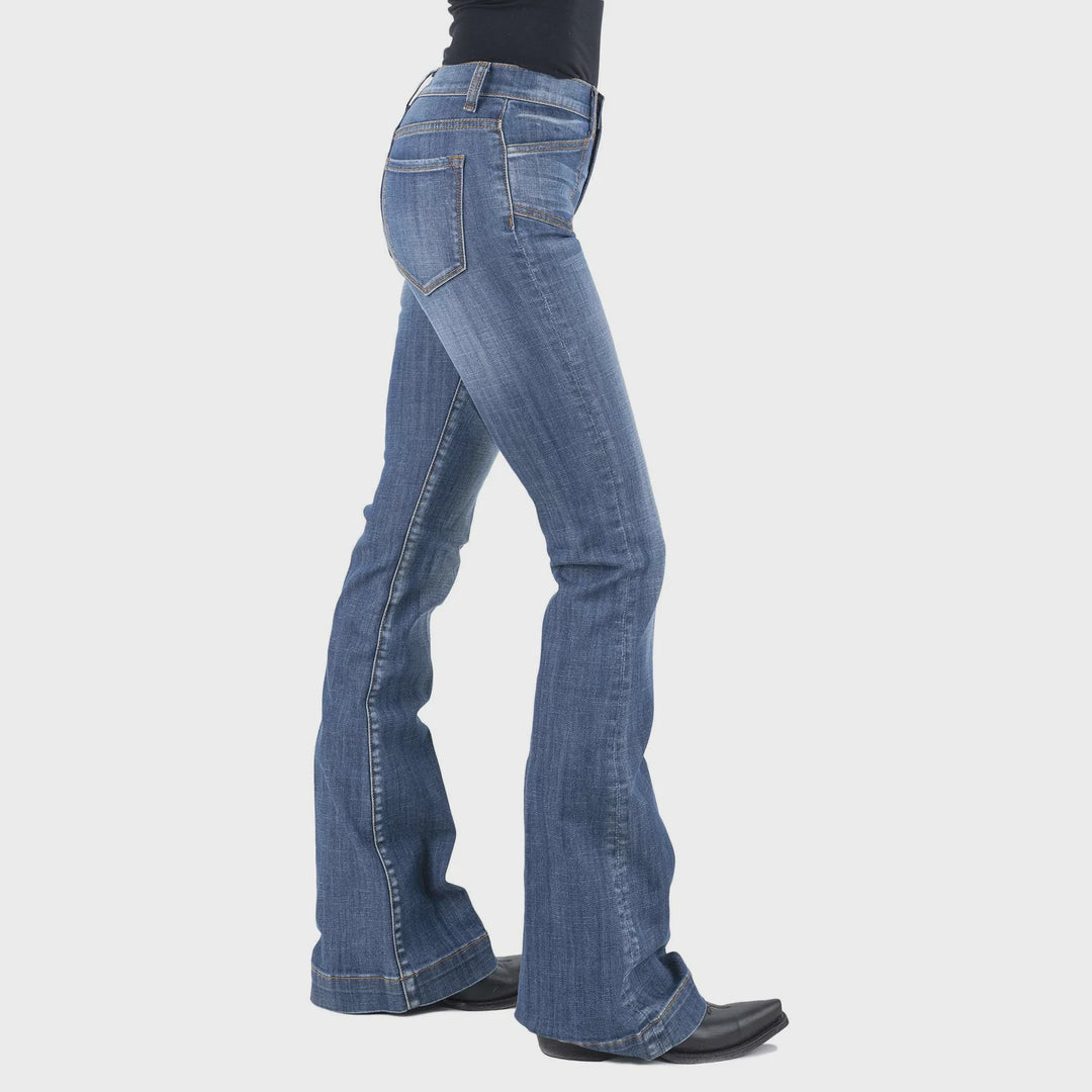 Womens Stetson 921 High Rise Flare Stretch Denim Jean - Washed Blue
