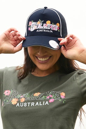 Bullzye Flora High Profile Trucker Cap - Navy (7350927917133)