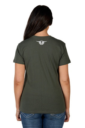 Womens Bullzye Flora Tee Tshirt - Olive (7350928506957)