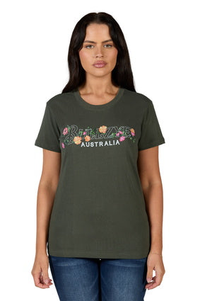 Womens Bullzye Flora Tee Tshirt - Olive (7350928506957)