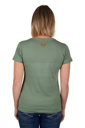Womens Bullzye Foliage Tee Tshirt - Moss (6913132134477)