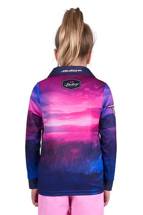 Girls Kids Bullzye Horizon Fishing Shirt - Pink / Blue (7350928146509)