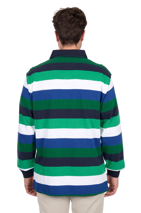 Mens Thomas Cook Gary Striped Rugby Shirt Jumper - Blue / Green
