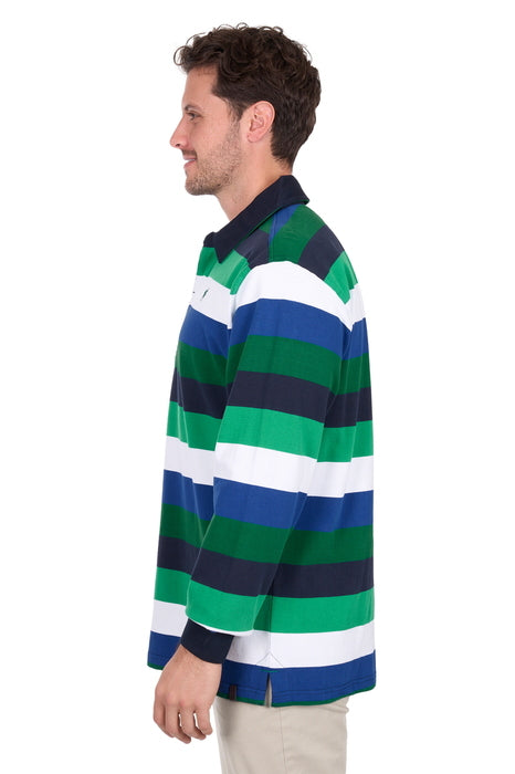 Mens Thomas Cook Gary Striped Rugby Shirt Jumper - Blue / Green