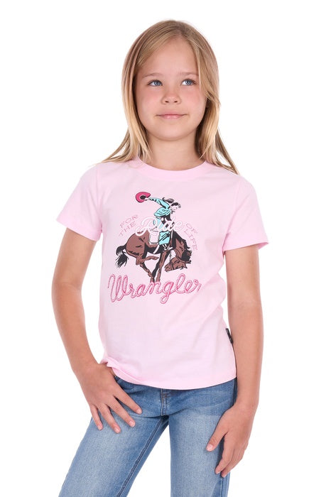 Kids Girls Wrangler Janna Short Sleeve Tee Tshirt - Pastel Pink