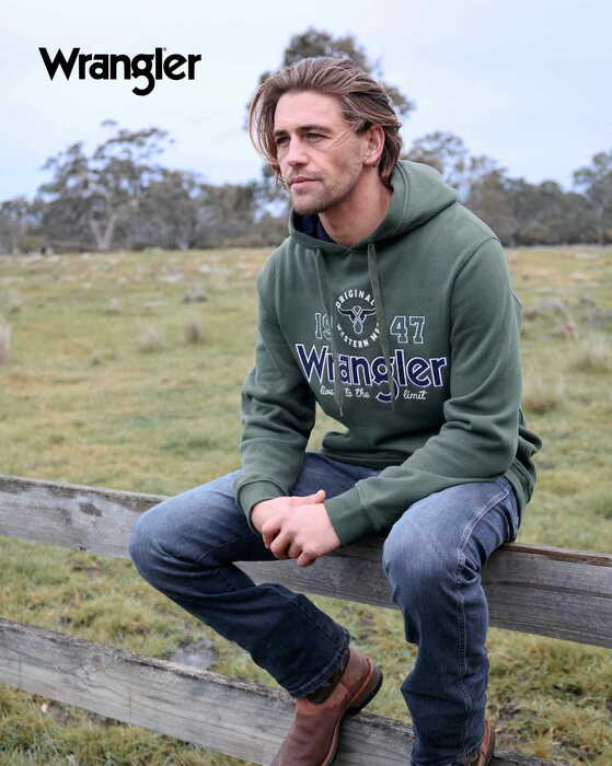 Mens Wrangler Glen Pullover Jumper Hoodie - Cypress Green
