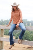Womens Wrangler Grace Flutter Sleeve Lined Blouse - Copper