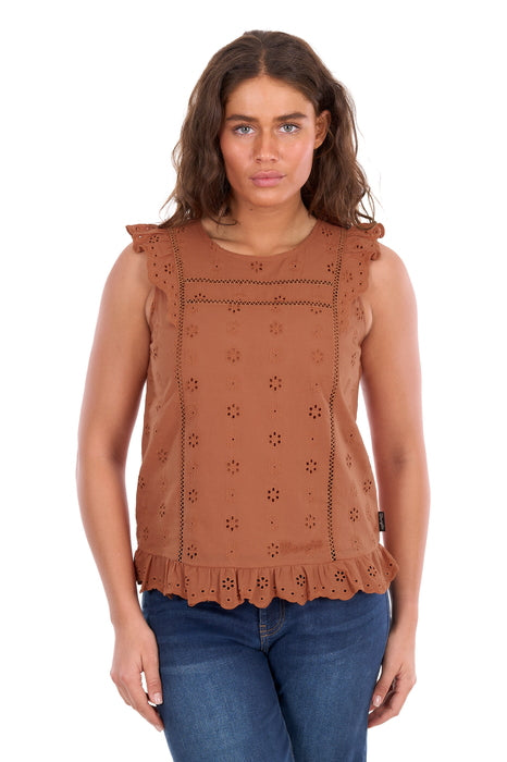 Womens Wrangler Grace Flutter Sleeve Lined Blouse - Copper