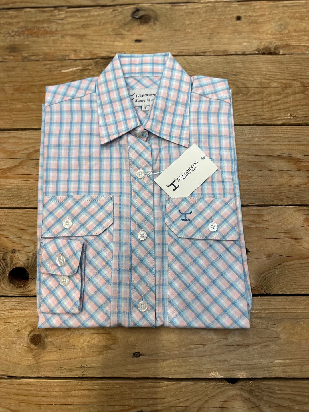 Womens Just Country Abbey Full Button Check Workshirt - Blue / Light Pink (7497022734413)