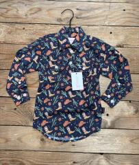 Girls Kids Just Country Harper Half Button Print Workshirt - Navy Western Boots