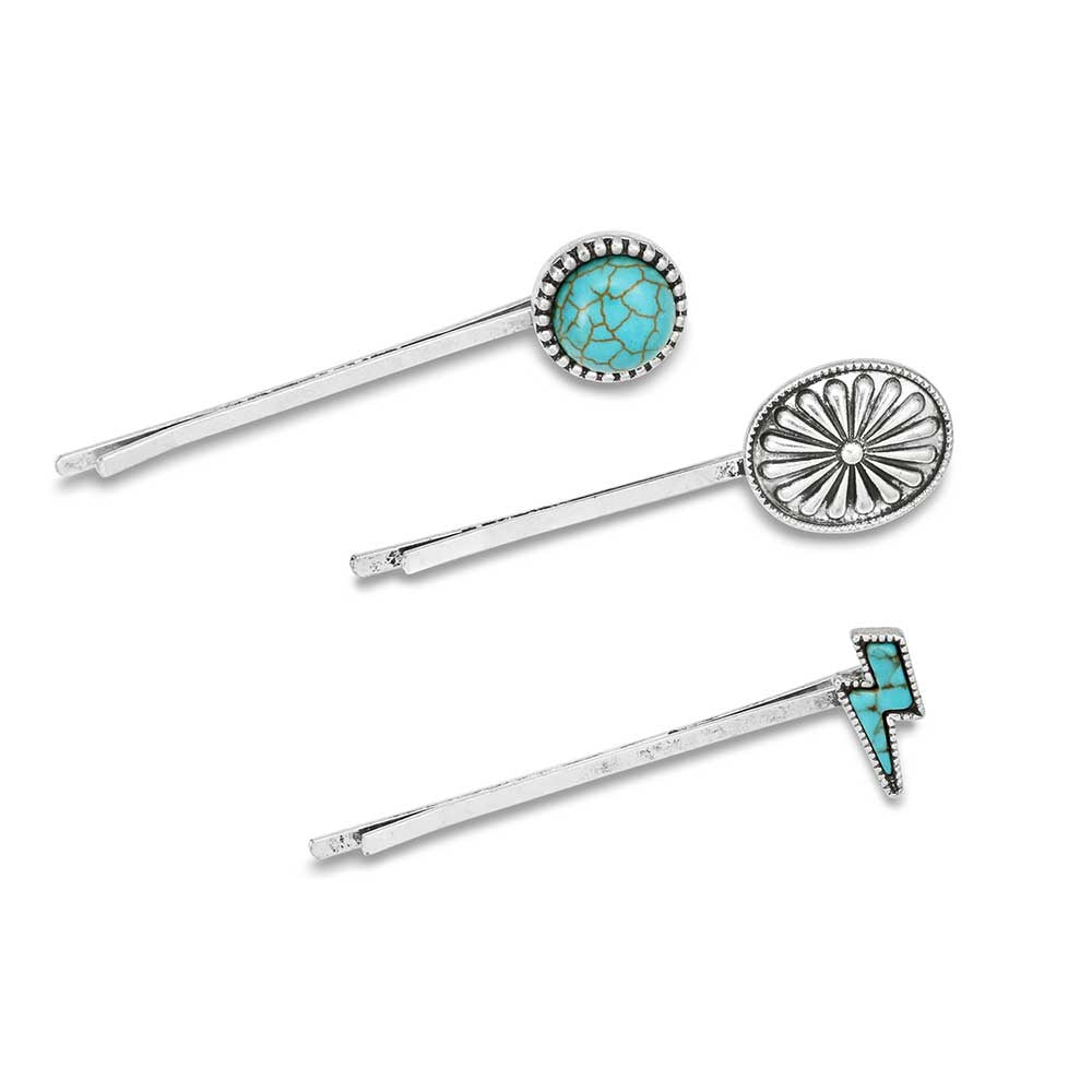 Montana Silver Attitude Jewellery - Hair Pins - Set of 3 - White Buffalo or Turquoise