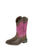 Childrens Pure Western Hattie Leather Cowboy Boot - Bark / Pink