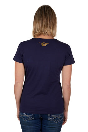 Womens Bullzye Heart Tee Tshirt - Navy (6913132167245)