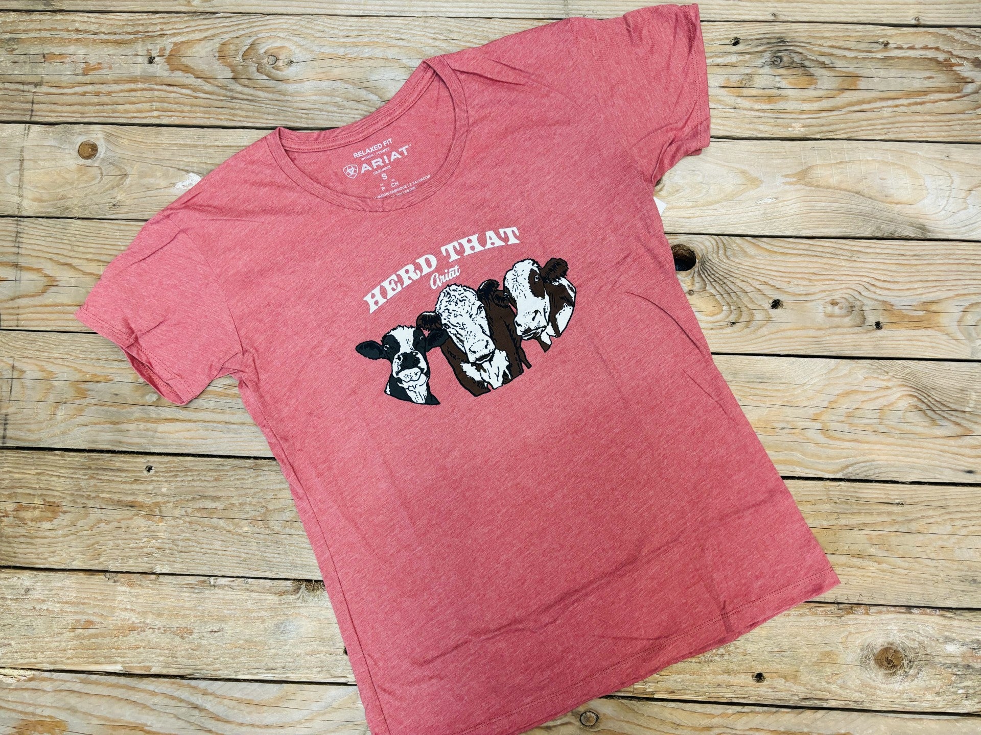 Womens Ariat Herd That Tee - Red Clay Heather (7011987718221)