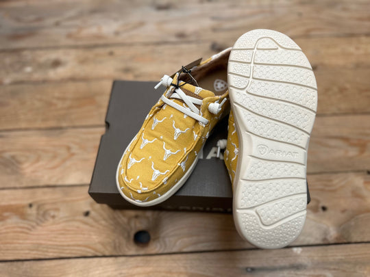 Womens Ariat Hilo Doodle Slip on Shoe - Mustard Steer Heads (7475535609933)