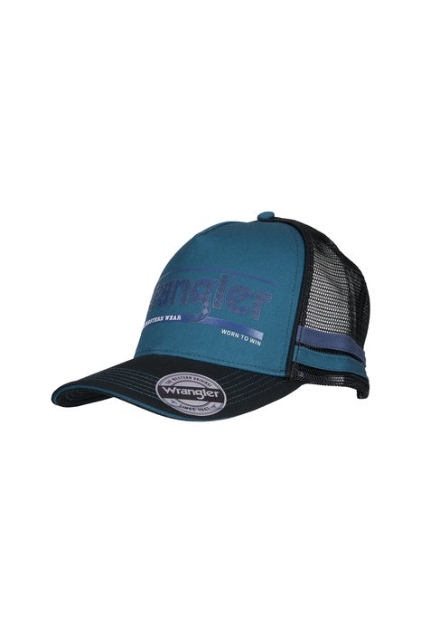 Mens Wrangler Houston High Profile Trucker Cap - Teal / Black