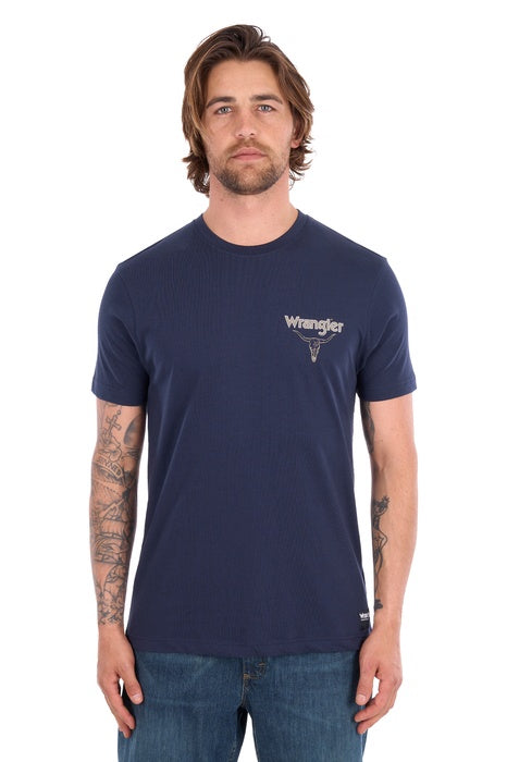 Mens Wrangler Jay Short Sleeve Tee Tshirt - Navy