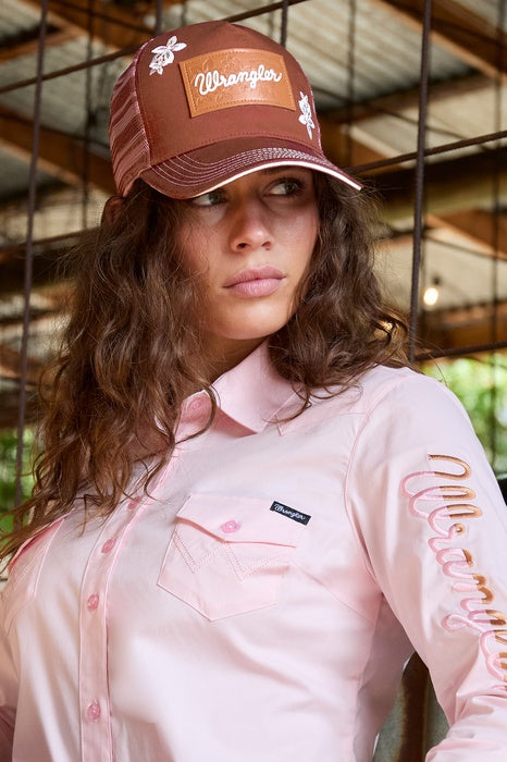Womens Wrangler Jenna High Profile Ponytail Trucker Cap - Copper